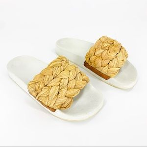 Clergerie Beige Wicker Raffia Walter Beach Slides